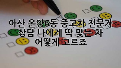 아산 온양6동 중고차 전문가 상담: 나에게 딱 맞는 차, 어떻게 고르죠?